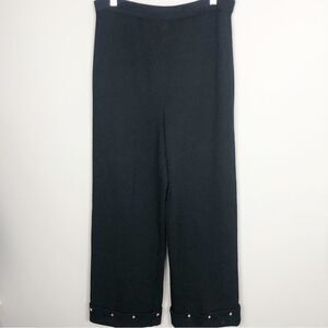 ST. JOHN COLLECTION | Black Wide Leg Studded Knit Pull-On Pants Women’s Size 12